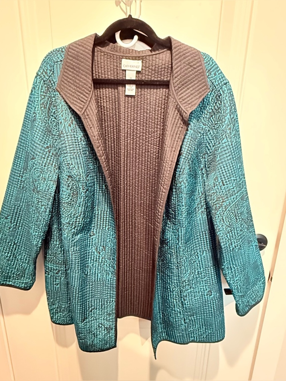 Turquoise and black lightweight blazer cardigan 3X